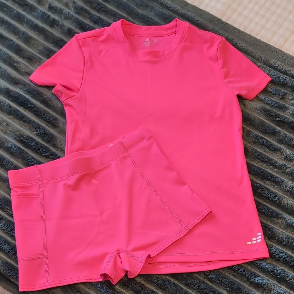 BCG Girl's Hot Pink Athletic Top & Shorts Set - Size M